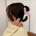 Tawakkal Mart korean style Fluffy Cute Colors Hair catcher for girls . Girls hair claw plush cute fur stylish look fashion statement hairstyle - Image 3