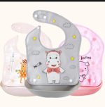 GP Waterproof Silicone Baby Bibs Cartoon Printed Adjustable Removable Children Apron Baby Feeding Stuff