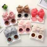 Tawakkal Mart 2pcs Baby Headband+Sunglasses Set Princess Girl Big Bow Hair Band Sunflower Glasses Kids Photo Props