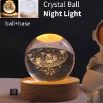 Galaxy Crystal Ball on Wooden Base Lamp