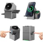 3 in 1 Magnetic Auto Rotation Wireless Charger Press Pop-up Design 15W Wireless Charger