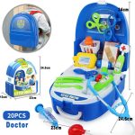 20 Pieces Pretend Play Dr Toys Backpack Birthday Gift Playset BY T.O.S