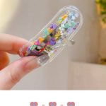 GP Elanor 2 Pcs/Set Glitter Sequin Appliques Hair Clips Quicksand Carrot Design Transparent Glitter Filling Applique Hair Pins Cute Snap Clips Girl DIY Fashion Hair Clip Accessories