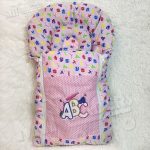 ABC Baby Sleeping Bag with 1 Pillow Multi Design - Headshaper - Carry Nest Bag - Crib 0-1 Year Infant Portable Baby Cots Net Infant Sleeping Bag - baby bistar gaddi - baby nest bed accessories for baby bistar infant newborn dipper bag multicolored