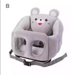 MultiFunction Baby Cartoon Back Support Seat Dining Chair Car Seats with Safety Straps Stuffed Plush Sofa Baby Children Sofa Learning Training Cushion Seater Toddler Nest Infant Floor Seat Cotton Nest Chair Babies Toys with 2 Holes Legs For 0-2 Years