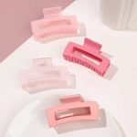 Tawakkal Mart 4 Pcs Pink Large Hair Claw Clips 3.4" Non-slip Big Square Matte for Women Girls, Strong Hold Banana Clips for Thick Thin Hair By Tawakkal Mart