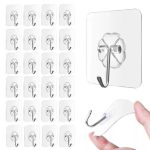 Pack of 5 & 3pcsAdhesive Wall Hooks 15lb(Max) Transparent Sticky Hooks Sticky Hangers,Waterproof and Oilproof for Bathroom Kitchen Heavy Duty Self Adhesive Hooks- Hushtong
