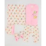 GP Cotton Suit Set For New Born Baby - 5 Pieces[RANDOM COLOUR+RANDOM DESIGNS]