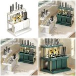 Knife Holder and Utensil Holder Drain Rack Flatware Organizer Storage