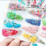 GP Elanor 2 Pcs/Set Glitter Sequin Appliques Hair Clips Quicksand Carrot Design Transparent Glitter Filling Applique Hair Pins Cute Snap Clips Girl DIY Fashion Hair Clip Accessories