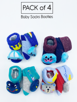 Tawakkal Mart Pack of 4 Newborn Baby Booties Shoes For Newborn Babies infant 0 - 3 Month - Multi Color
