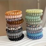 Tawakkal Mart 6 Pcs/set candy color rope hairband, telephone wire hairband, wire hair tie, wire scrunchie for girls By Tawakkal Mart