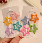 Tawakkal Mart 8 Pcs Children Cute Colors Geometric Stars Heart Ornament Hair Clips Girls Lovely Sweet Hairpins Kid Hair Accessories