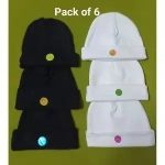 Product details of • Pack of 12 unisex winter caps for newborns • Random colors and designs for variety • Perfect accessory for newborns aged 0-6 months
