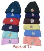 GP Pack OF 12 - Born Baby Caps Unisex Winter Caps[RANDOM COLOUR+RANDOM DESIGNS]