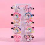 Tawakkal Mart -1/2/4/6/8/10 PCS Children Hair Accessories Cartoon Bobby Pin Baby Hair Clips Hairgrips Cute Rainbow Kids Hairpins