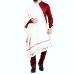 Kashmiri Dhussa Shawl For Men Wool Shawls Warm Shawl Winter Shawl Chader White