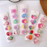 GP 5Pcs/Set Lovey Cartoon Hair Clips Acrylic Children Hairpins Kids Fashion Barrette Girls Hair Accessories