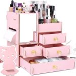 Saturey 3 Layers Wooden Holder Large Cosmetic Makeup Jewelry Lipsticks Storage Organizer Case Storage