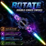 Rotate Double-Edged Light Sword Toy with LED Lights & Sound Effects - 360° Spinning Dual Blade Laser Sword Lightsaber for Kids Boys - Best Birthday & Eid Gift Action Toys