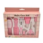 Tawakkal Mart 8Pcs Multi-Piece Baby Care Kit Newborn Hair Nail Thermometer Beauty Brush Kit Scissors Comb Teether Function Child Toiletry Kit Baby