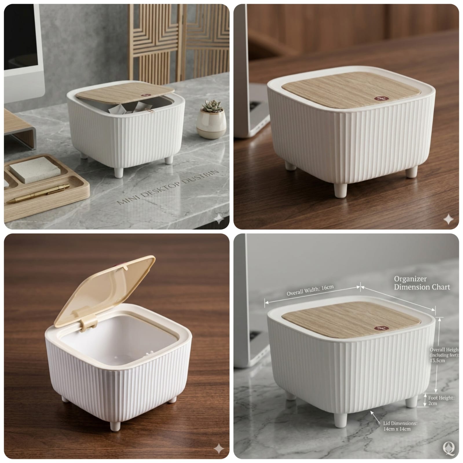 imgi_57_d1decacab88ba89802cb6edd45de0ad7 Dust bin with Wooden style press Lid and Foot trash can garbage container for Home decoration, Kitchen, room, office - Image 1