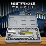 Original Aiwa 40 Piece Toolkit Tool kit Combination Socket Ratchet Wrench Set Tool Kit Toolkit Goti Set Ring Spanner Pana Set Screw Driver Bit Set Hand Toolkit Tools Kit Car Bike Cycle Repairing Hand Tool kit Toolkit Set Screwdriver Toolkit Drill Machine - Image 5
