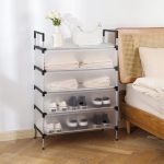 Multi 4 Layer/ 5 Layer Lace Dustproof Storage Shoe Rack Household Multi-functional Space Saving Shoe Cabinet Doorway Small Shoe Cabinet - Image 3