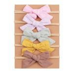 I LOVE DADDY&MUMMY-5Pcs/Lot Cute Bows Baby Girls Headband Soft Elastic Flower Print Newborn Hair Band Infant Toddler Headwear Kids Hair Accessories - Image 2