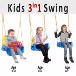 3-in-1 Baby Swing Seat, Toddler Swing, Anti-Flip Snug & Secure Detachable Infants to Teens Kids Swing Seat for Outside Playground, Blue
