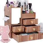 Saturey 3 Layers Wooden Holder Large Cosmetic Makeup Jewelry Lipsticks Storage Organizer Case Storage