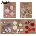 GP 5Pcs/Set Nylon Baby Headband Flower Bows Elastic Kids Turban Hair Bands For Girls Hair Accessories