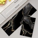 2 Pcs Set Kitchen Mat | Kitchen Water Absorbent Anti Slip Mat & Runner | Kitchen Mat | Water Absorbent Mat | water Absorbent non-slip Mat | long Beside Area Mat | washable Mat | Random color | Mat | - Image 4