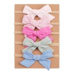 I LOVE DADDY&MUMMY-5Pcs/Lot Cute Bows Baby Girls Headband Soft Elastic Flower Print Newborn Hair Band Infant Toddler Headwear Kids Hair Accessories - Image 3