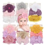 Tawakkal Mart 3Pcs/set Nylon Elastic Baby Headbands Soft Solid Color Kids Headwear Children Infant Girls Hair Bow Baby Hair Accessories