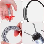 Metal 90cm Flexible Wire brush Hand Kitchen Sink Cleaning Hook Sewer Dredging Device Spring Pipe Hair Dredging Tool Metal wire brush