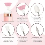 5 in 1 USB Charging Electric Nail File with 5 Silent Grinding Heads, Portable Manicure Pedicure Kit for Salon and Home (Pink) - Image 3
