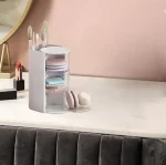 3 Layer Rotating Makeup Brush & Sponge Organizer Box – Cosmetic Storage Drawer Holder for Vanity & Countertop - Image 2