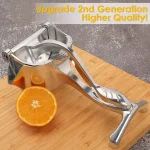 Imported Fruit Press Orange Juice Squeezer, Manual Fruit Squeezer, Handheld Lemon Lime Squeezer, Heavy Duty Aluminum Metal, High Juice Yield for Pomegranate Watermelon Grapefruit 720 Gram