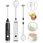 High Quality Coffee Beater and Egg Whisker, Rechargeable USB Connect, Milk Frothier & Former, Egg Beater, Cake Beater, Portable Hand Beater & Mixer, 2 in 1 Electric Egg Beater Coffee - USB Adjustable Electric Blender - Image 2