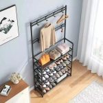 Shoe Rack 5 Layer With Coat Rack - Image 3