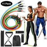 Resistance Bands Set 11 Pack Workout Bands,Include 5 Exercise Bands up to 100lb,2 Handles,2 Straps,1 Door Anchor,1 Carry Bag,for Resistance Training,Physical Therapy,Home Workouts Power Exercise Resistance Band - Image 2