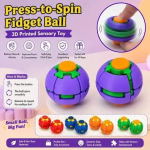 Stress Relief Toy 3D Gear Press to Spin Fidget Ball | Anti Stress Sensory Toy | Kids & Adults Hand Spinner Ball | ADHD Anxiety Relief | - Image 2