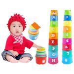 11 Piece Stacking Cups Stackers Pre-school Learning Toy Colorful Stacking Cups Tower Pyramid