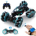 RC Stunt Car, 2.4GHz 4WD Remote Control Gesture Car Sensor Toy, Double Sided Rotating Off Road Vehicle 360° Flips with Lights Music, for Boys & Girls, Multi