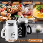 Ceramic Salt & Pepper Shaker Set – Premium Kitchen Seasoning Containers with Handle - Image 4