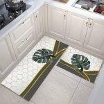 Dazzin - 2pcs Kitchen Runner Mat Non Slip Super absorbent Bedroom Long Bedside Area Rug Soft Washable Carpet Bathroom Entrance Doormat