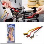 Set of 3 Pc Mini Wire Brush Cleaning Tool Kit Brass, Nylon, Stainless Steel Bristles, Gas Cleaning Brushes Iron Nylon Copper Wire for Car Kitchen Gas Stove Cleaning Tool