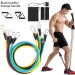 Resistance Bands Set 11 Pack Workout Bands,Include 5 Exercise Bands up to 100lb,2 Handles,2 Straps,1 Door Anchor,1 Carry Bag,for Resistance Training,Physical Therapy,Home Workouts Power Exercise Resistance Band - Image 4