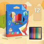 Plastic colors school pencil colors Crayons - Pack of 12 - Image 2